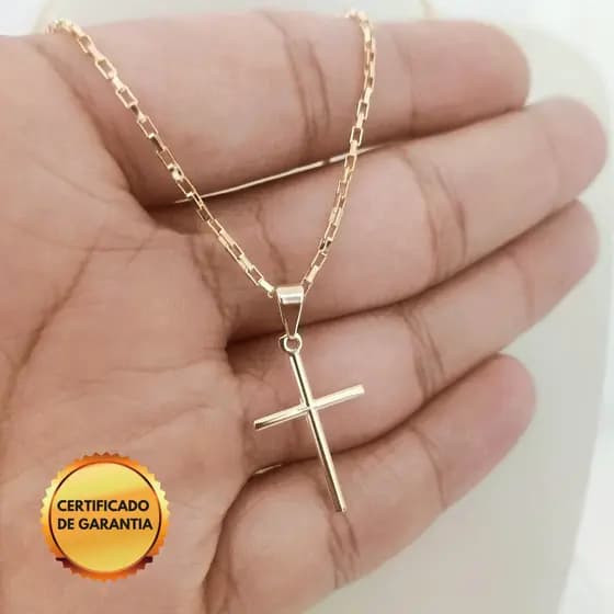 Corrente moeda antiga, 50 CM, Cordão moeda antiga, Colar com pingente Cruz Palito, com Banho De Ouro