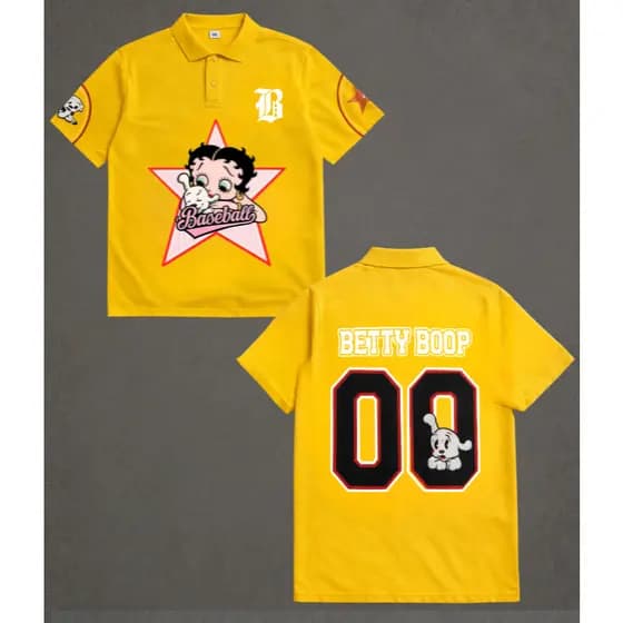 Camisa Polo Betty Boop Feita em Piquet Manga Curta