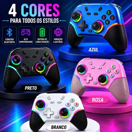 Controle Gamer Bluetooth Sem Fio Compatível Switch OLED Lite
