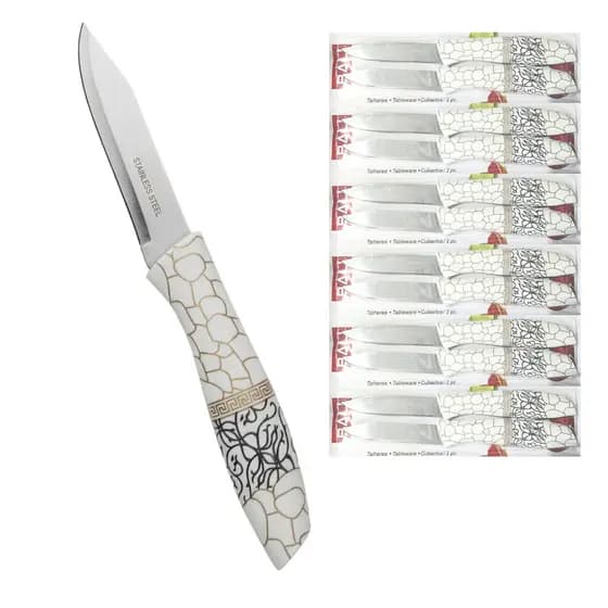 Jogo 12 Facas De Mesa Aço Inox Para Churrasco Refeições