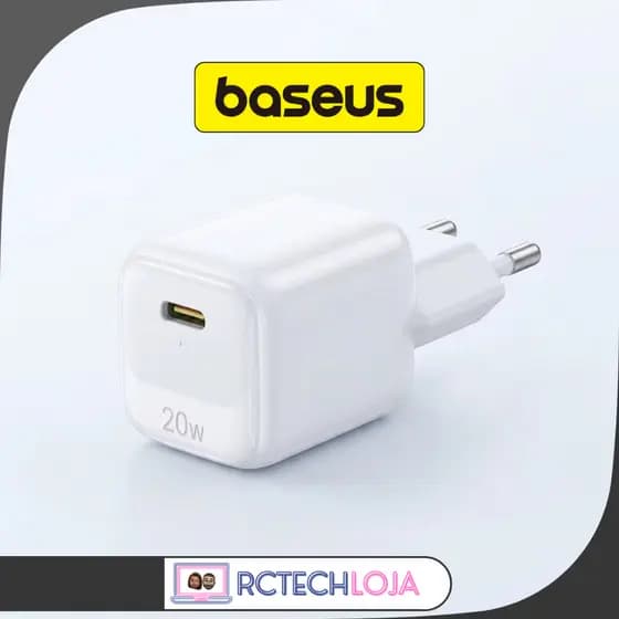 Carregador Baseus 20W USB C Turbo Compacto iPhone 15 16 14 13 12 Samsung iPad PD3.0 Fast Charge