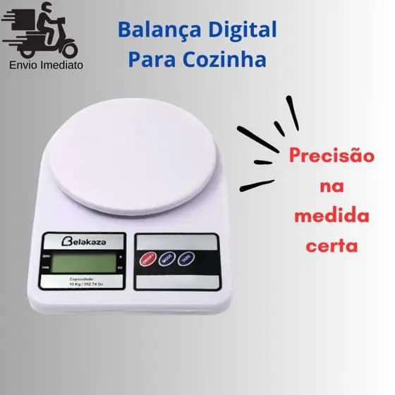 Balança Digital Eletrônica De Precisão 10kg Cozinha E Dieta Capacidade Máxima 10 Kg Cor Branca