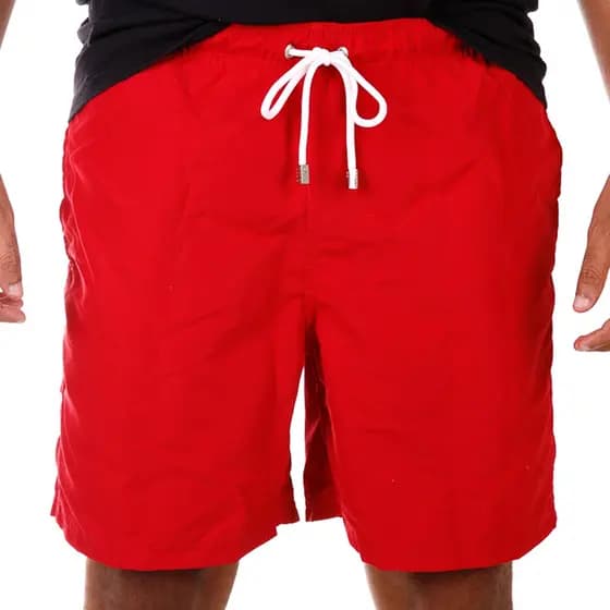 Short masculino vermelho, short masculino de poliéster, short com elático, short masculino, bermuda com elástico