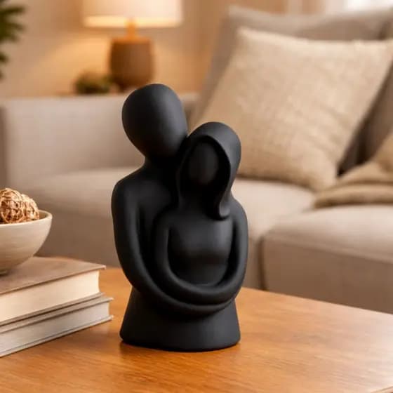 Escultura Casal Abstrato Decorativa Estátua Moderna Preto Amor União decoração de Sala e quarto
