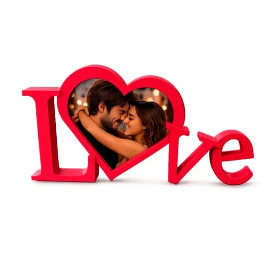 Porta Retrato Love Amor Moldura Foto Casal C/ Gabarito Dia dos Namorados Presente