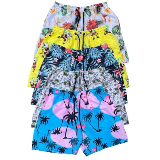 Kit 5x Shorts Bermudas Estampados Mauricinho Florais Masculino Short