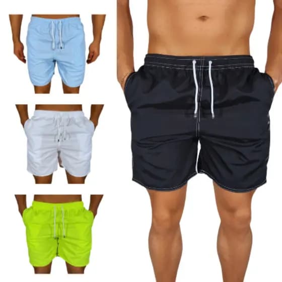 Swim Short Neon Moda Praia Tactel Verão Neymar Fluorescente Bermuda Shorts Mauricinho Liso