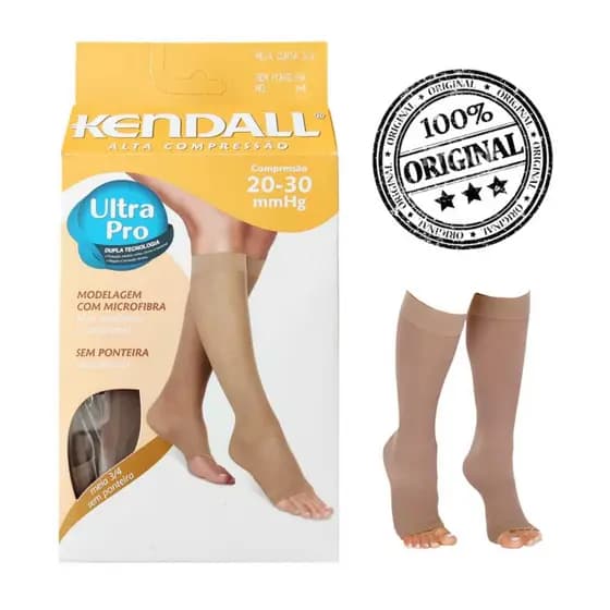 Meia Curta Kendall 3/4 Alta Compressão Sem Ponteira 20-30 mmHg