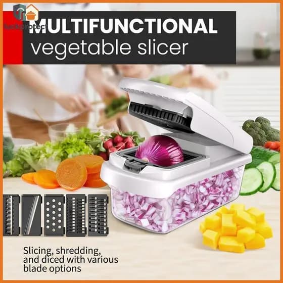 LPHG 15 Em 1 Picador De Alimentos Multifuncional Com Recipiente Cortador De Vegetais Cozinha Fatiador , Ralador E .