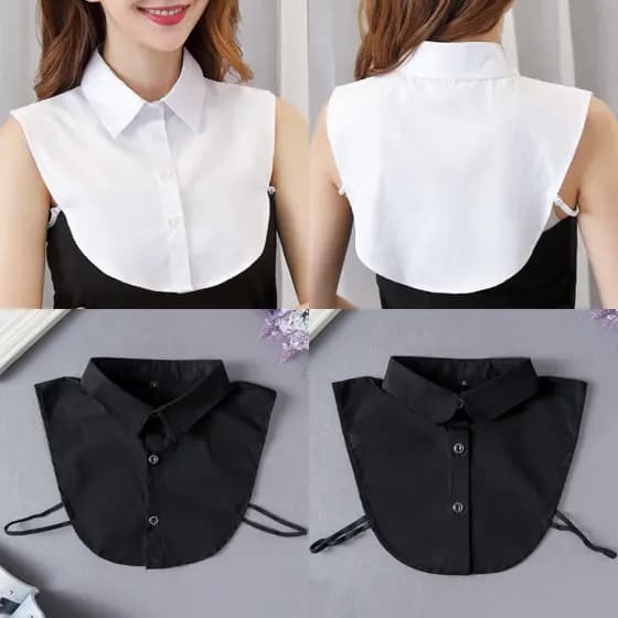 EA & Moda Gola Falsa Para Camisa Golas Destacáveis Sólida Lapela Blusa Top Homens Mulheres Preto Branco Roupas Acessório