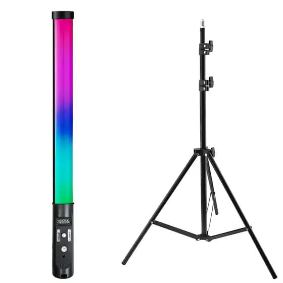 Bastão Led Iuminação Luz RGB + Tripé 2,10 para preenchimento de foto