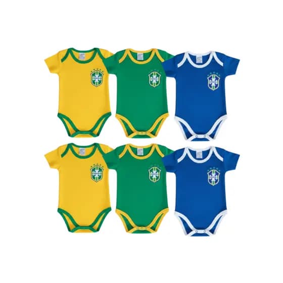 Kit Atacado 6 ou 12 Bodies Bebê Brasil Suedine 100% Algodão Revenda