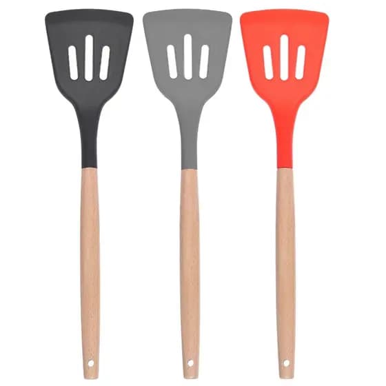 Espátula Vazada de Silicone Chapeiro Dura Cozinha Suporta Alta Temperatura Não Risca Panela
