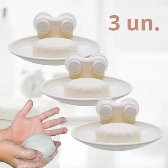 Kit 3 Saboneteiras Fixação Parede Com Ventosa Banheiro Escoamento Clink Oferta Promoção Black Friday