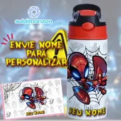 Garrafa térmica infantil personalizada HOMEM ARANHA garrafinha com nome