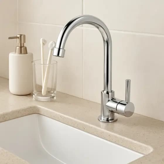 Torneira Bica Móvel Luxo Slim Alta Banheiro Lavabo Cromada