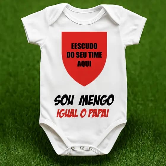 Body de Bebê Personalizado Com Nome e Número Sou M&ng0 Fl4m3ng0 Igual O Papai