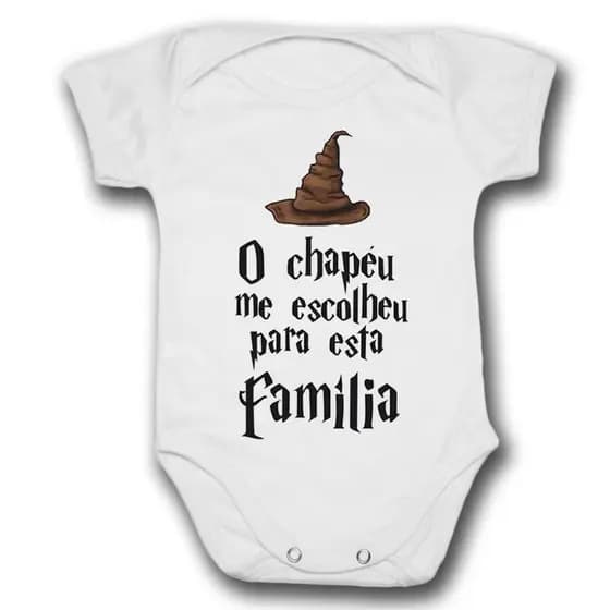 Body de Bebê O Chapéu Me Escolheu Para Esta Família Harry Potter Chápeu Seletor