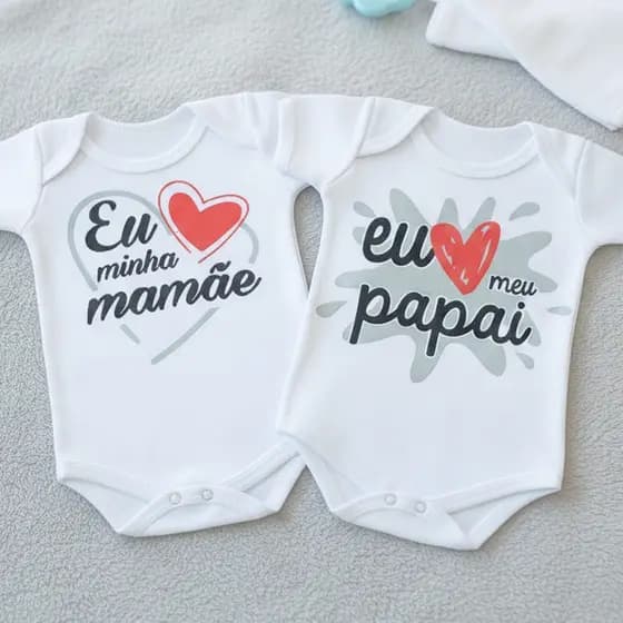 Body Roupinhas de Bebê Eu Amo Mamãe e Eu Amo Papai Frase Divertido Infantil Bori Recém Nascido