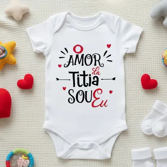 Body Roupinha de Bebê Frase Amor da Titia Tia Sou Eu