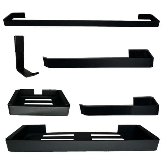 Kit Acessórios Para Banheiro, Lavabo 6 Peças - Preto Fosco