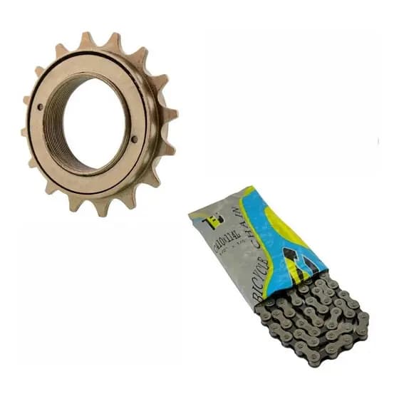 Kit Bike Catraca 16 Dentes Corrente Grossa Sem Marcha.