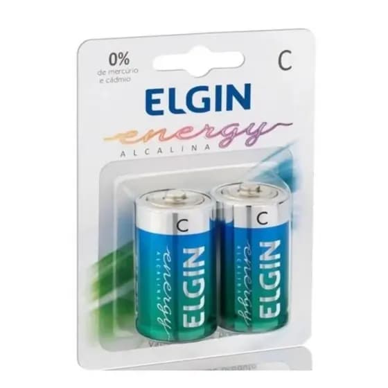 ELGIN Pilha Tamanho C Alcalina, Com 2 Unidades, Para Brinquendos, Radios, Lanternas