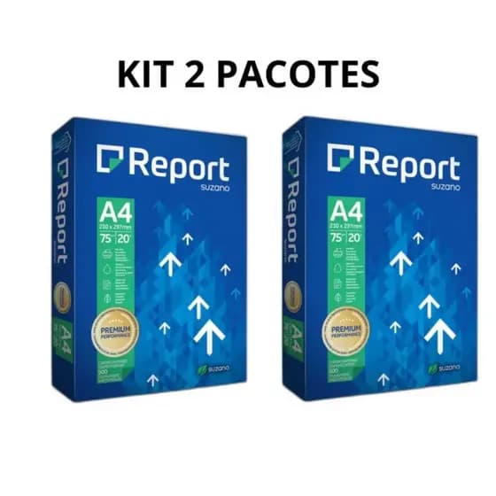 Papel Sulfite A4, 2x Resmas com 500 Fls, Suzano Report Premium P/Impressão, Excelente P/ Impressora