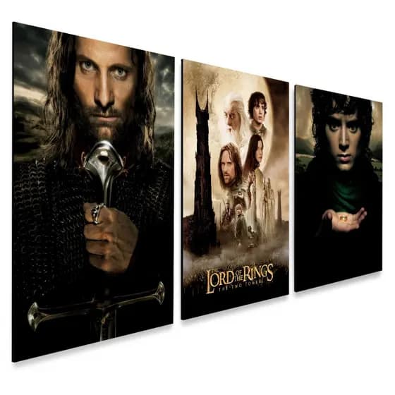kit 3 Quadros Decorativos Senhor Dos Aneis