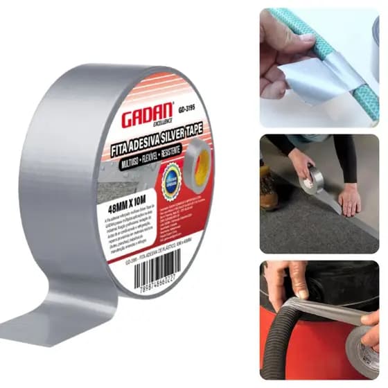 Silver Tape Fita Adesiva 48mm x 10m Resistente Multiuso 1 Rolo Pronta Entrega