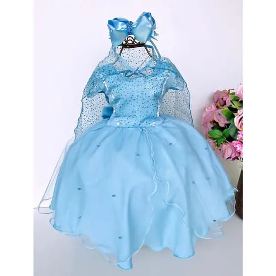 Vestido Fantasia Cinderela Infantil Fantasia Infantil Frozen Luxo Elza Frozen Infantil