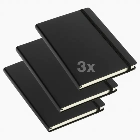Kit 3 Cadernetas Moleskine Capa Dura Universitária Executiva Escolar 80 Folhas Com ou Sem Pauta Com Elástico
