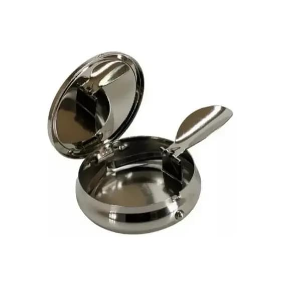 Cinzeiro De Bolso Luxo Em Metal Aço Inox Automático Portátil