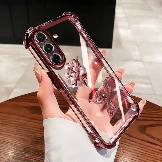 VRQR Capa Para Samsung Galaxy A17 A27 A37 A57 A56 A36 A26 A16 5G 4G Butterfly World De Telefone Transparente À Prova De