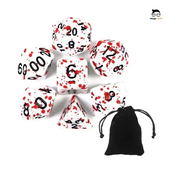 Kit 7 Dados RPG De Mesa Personalizado Sangue D&d D4 D6 D8 D10 D10% D12 D20 Dungeons and Dragons