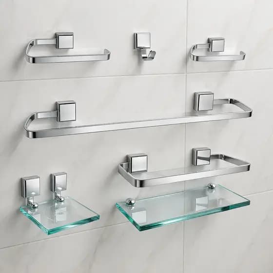 1 Kit Para Banheiro Luxo de Alumínio 6 Peças