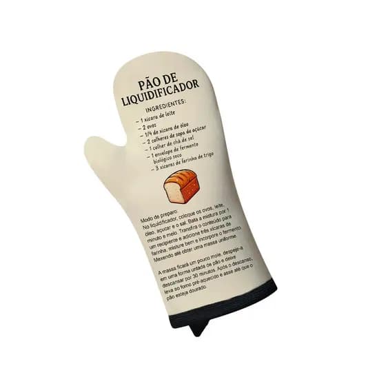 Luva de Cozinha Forno em Neoprene Receita Pão de Liquidificador