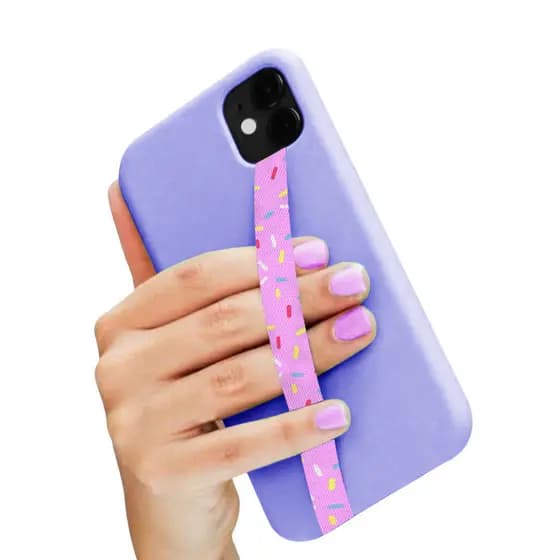 Fita Salva Celular Espessura 1,5cm Granulado Colorido Rosa