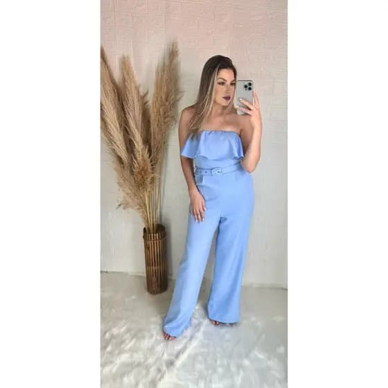 Macacão Alfaiataria Bella Sem Alça Feminino Elegante Social Premium