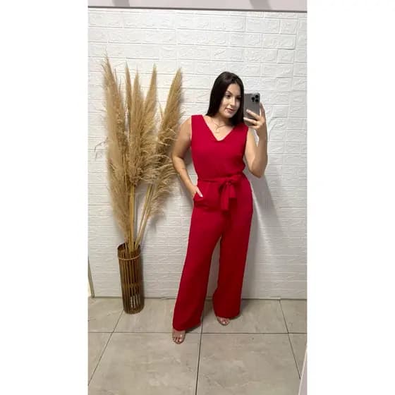 Macacão Regata Feminino Elegante Casual Acinturado Moda Feminina