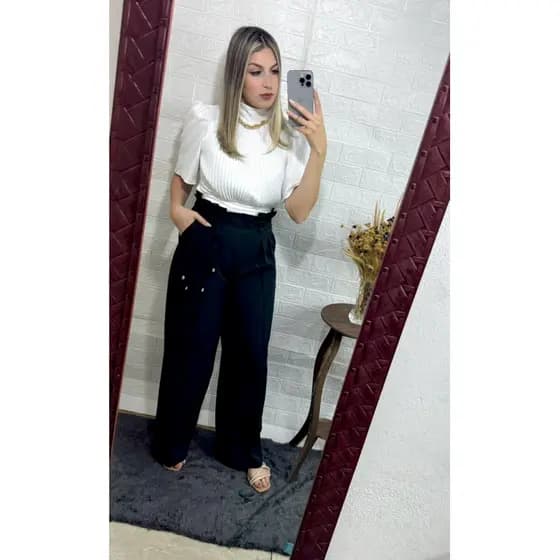 Calça Alfaiataria Feminina Elegante Cintura Alta Social Premium