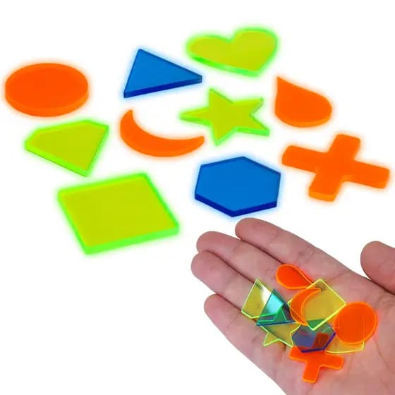 Kit 10 Peças De Acrílico Neon Translúcido Para Artesanato 2,5cm - Formatos Variados Formas Geométricas DIY