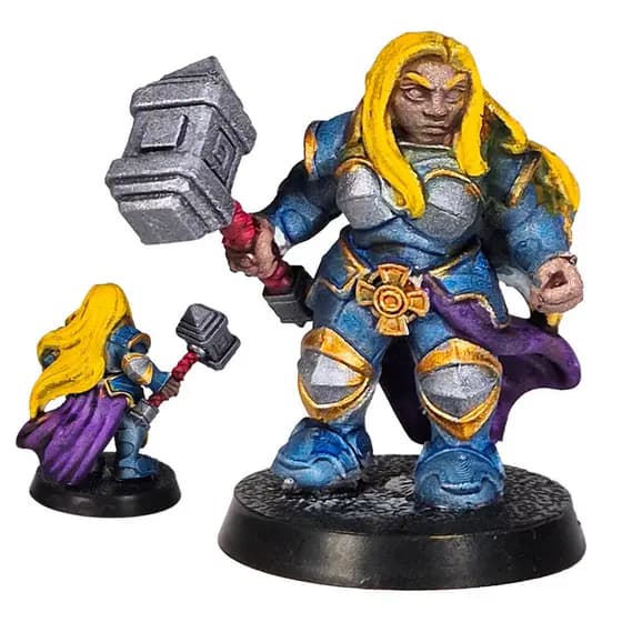 Miniatura RPG Paladina Humana Pintada Clériga Personagem Herói Resina Dorina 28mm D&D Pathfinder Dungeons and Dragons