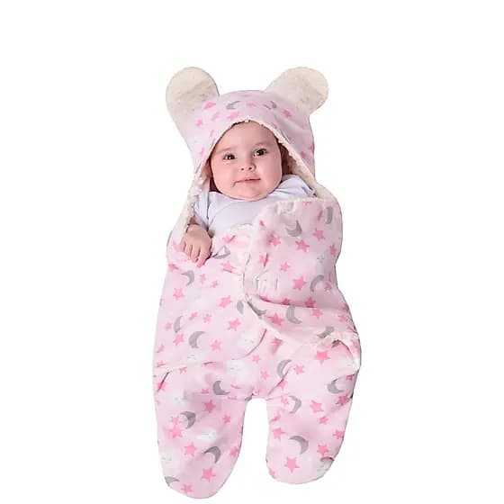 Saco de Dormir Bebe Ursinho com Sherpa Inverno Menina e Menino Charutinho Enrolar o Bebe macio