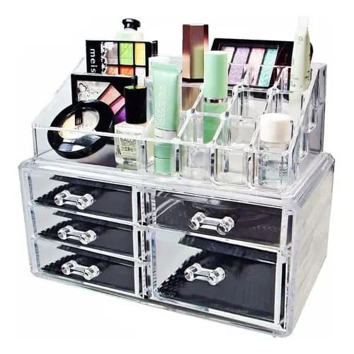 Organizador Cosméticos Porta Maquiagem Acrilico 4/5 Gavetas Portátil Esmaltes, Jóias, Pincéis, Batom