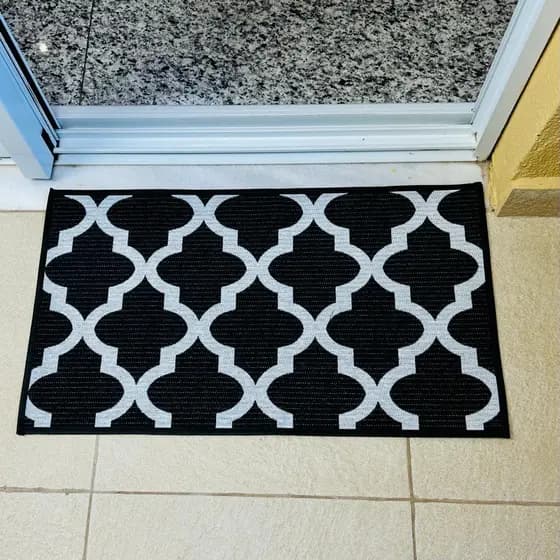 Tapete Capacho Geometrico Porta Banheiro Cozinha 40x60 cm com Antiderrapante Jacquard