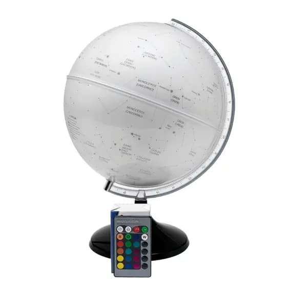 Globo Celeste Cielo 30cm Branco LED Multicolorido Controle Remoto Educativo Decorativo Base Giratória Escritório
