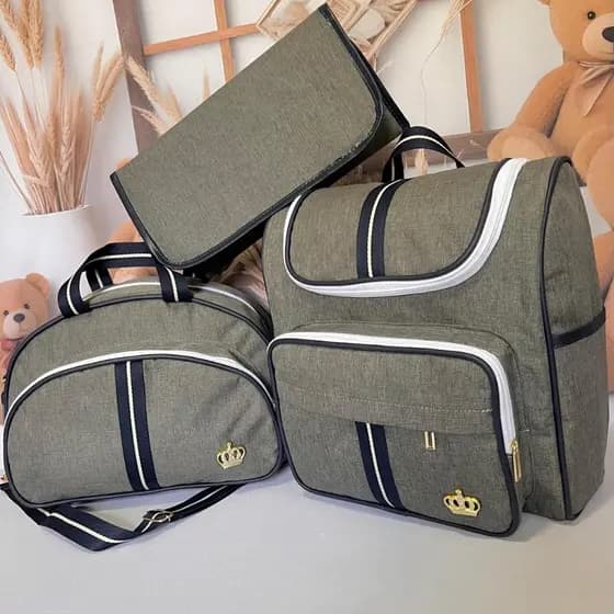 Kit Essencial Intense Faixa Azul Bolsas Maternidade com trocador de fralda portatil