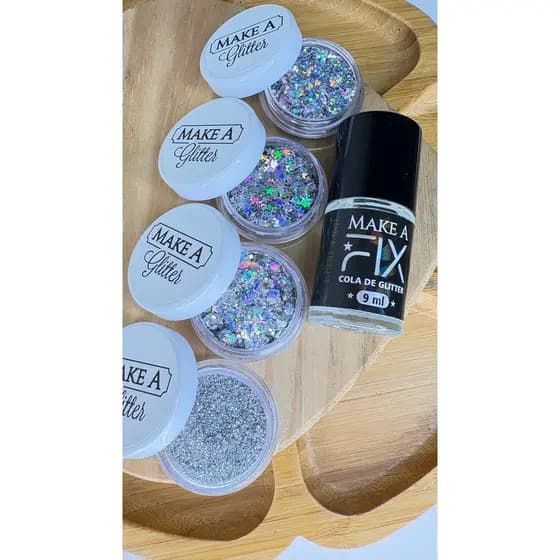 Kit Glitter Brilhou + Cola Make A (5 Itens)