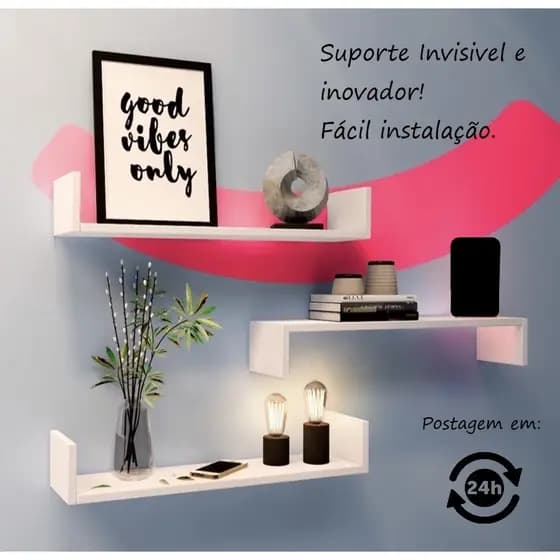 Kit 3 prateleiras premium 100% MDF